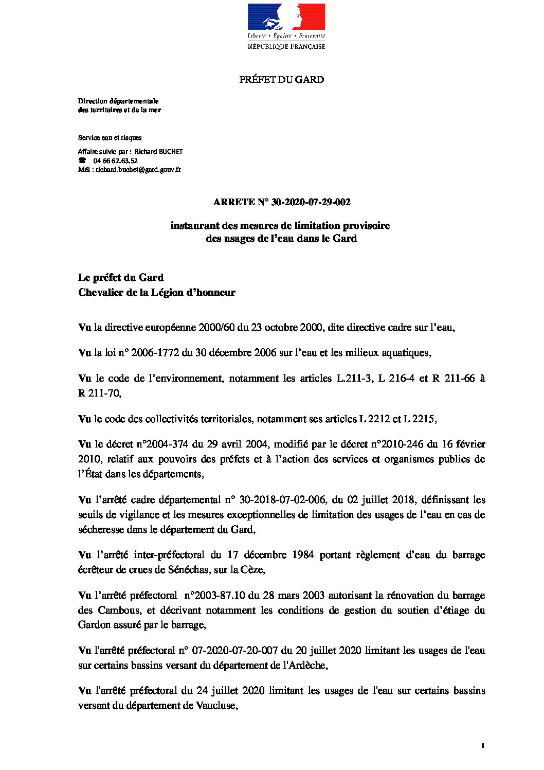 Arrêté sécheresse du 28 juillet Arrêté sécheresse du 28 juillet