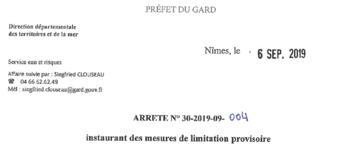 Un arrêté préfectoral concernant la sécheresse